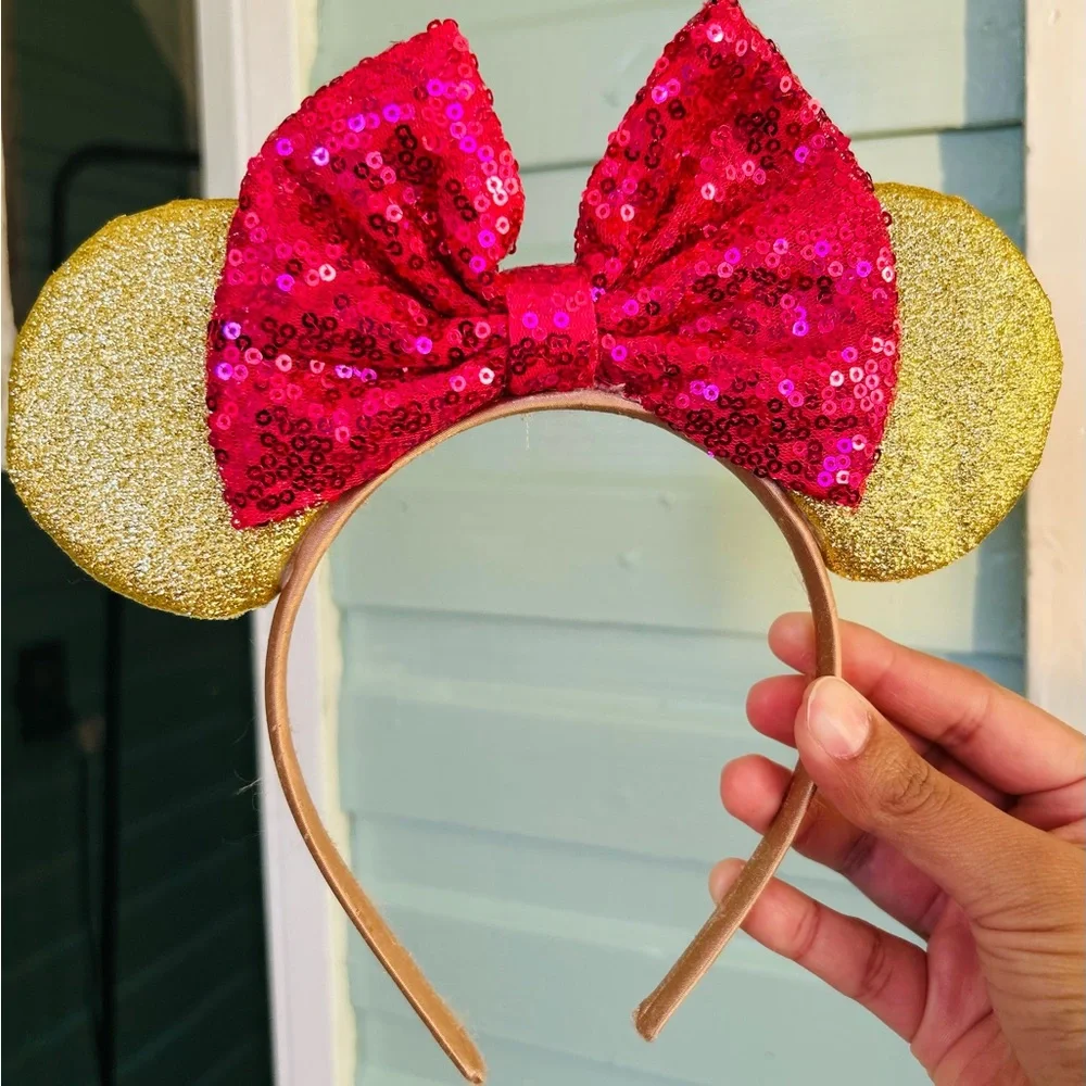 Set of Sequin Mouse Ear Headbands with Bows